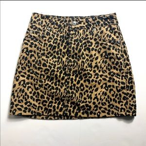 cheetah print Topshop denim moto skirt